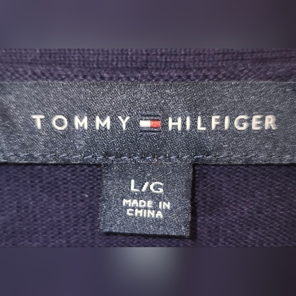 Tommy Hilfiger Large Women's Navy Blue Sweater Top with Sequins V-Neck Long - Picture 7 of 7